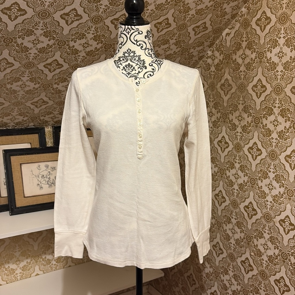 L.L. Bean Off-White Henley Shirt